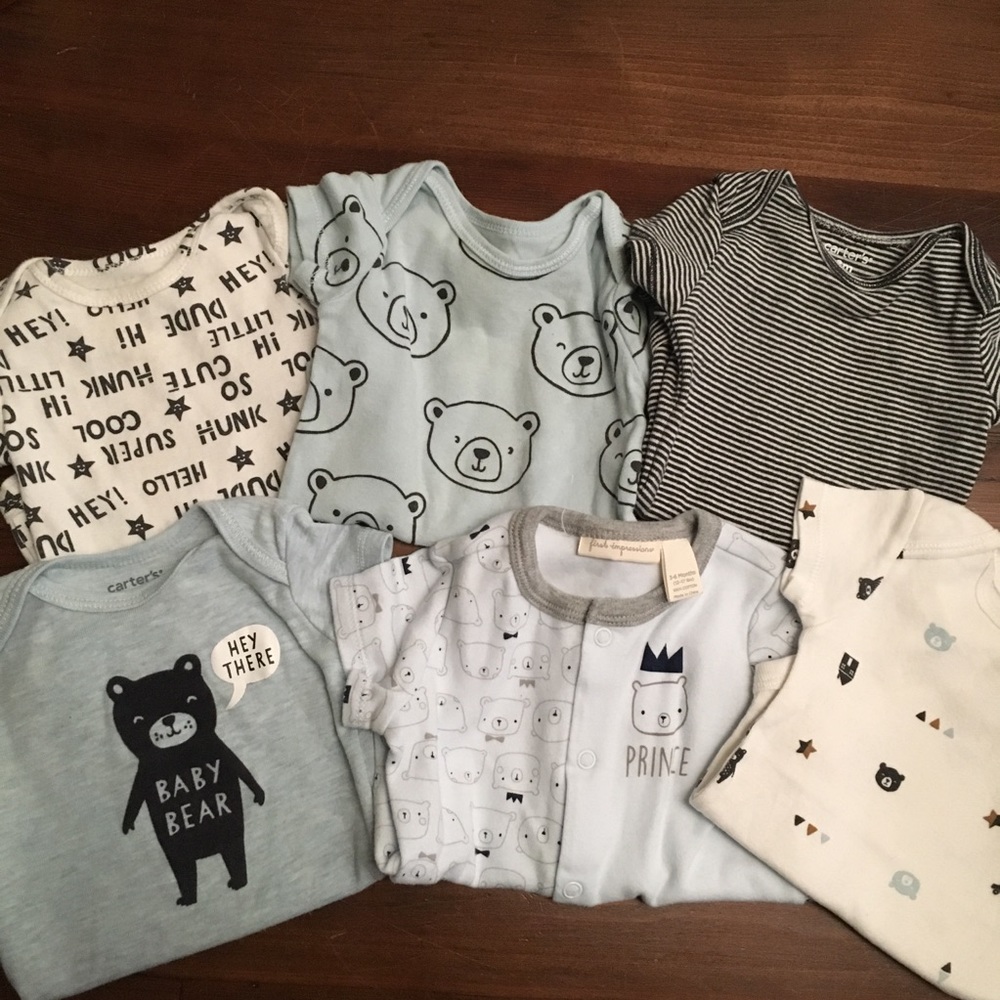 Like new 3-6 month baby boy blue bundle onesies